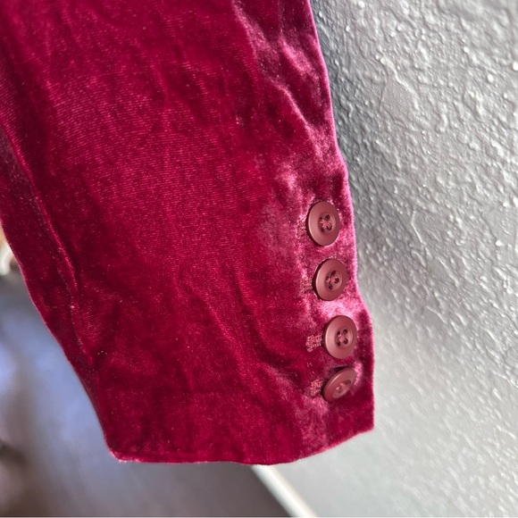 Sundance Silk Blend Boho Velvet Blazer Raspberry Pink Floral Lined Size 6 - Picture 7 of 14
